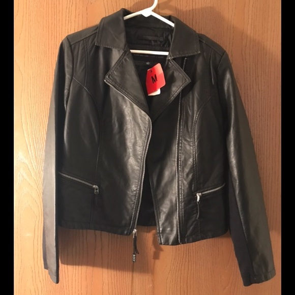 NWT Black Leather Jacket - Picture 1 of 5